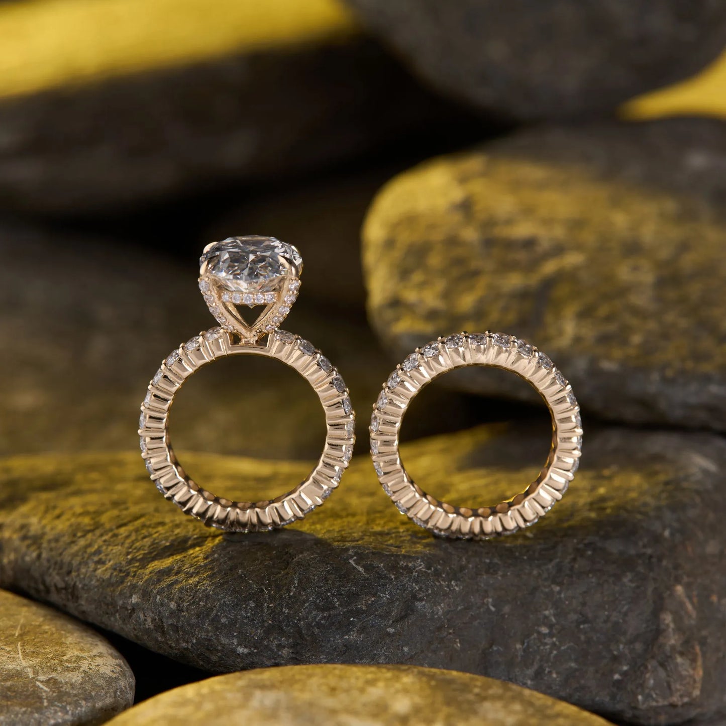 timeless oval moissanite diamond ring with sparkling double halo band and romantic luxury design
