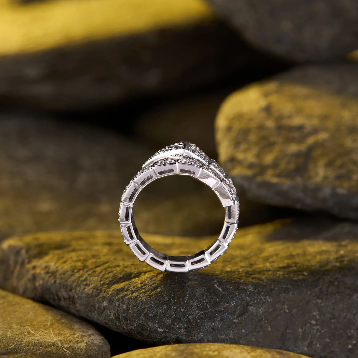 0.85 tcw modern pavé moissanite diamond snake wrap ring elegant geometric open band statement design