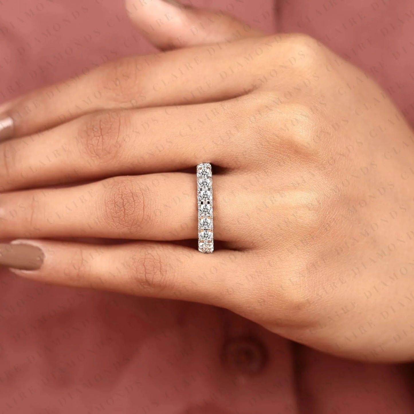 3.30 tcw round cut moissanite diamond full eternity wedding ring anniversary band stackable diamond ring