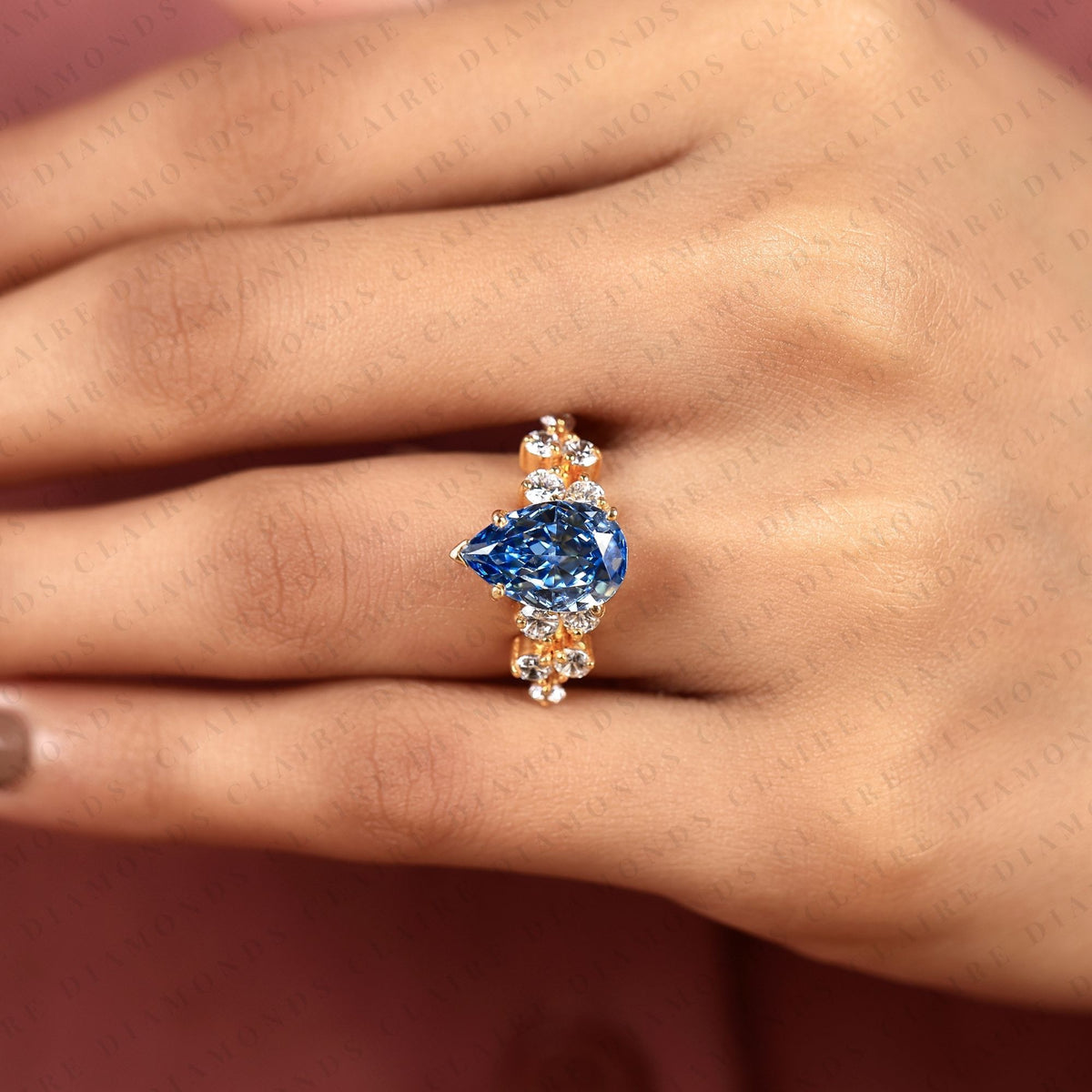Pear Cut Blue Engagement Ring – photo 8