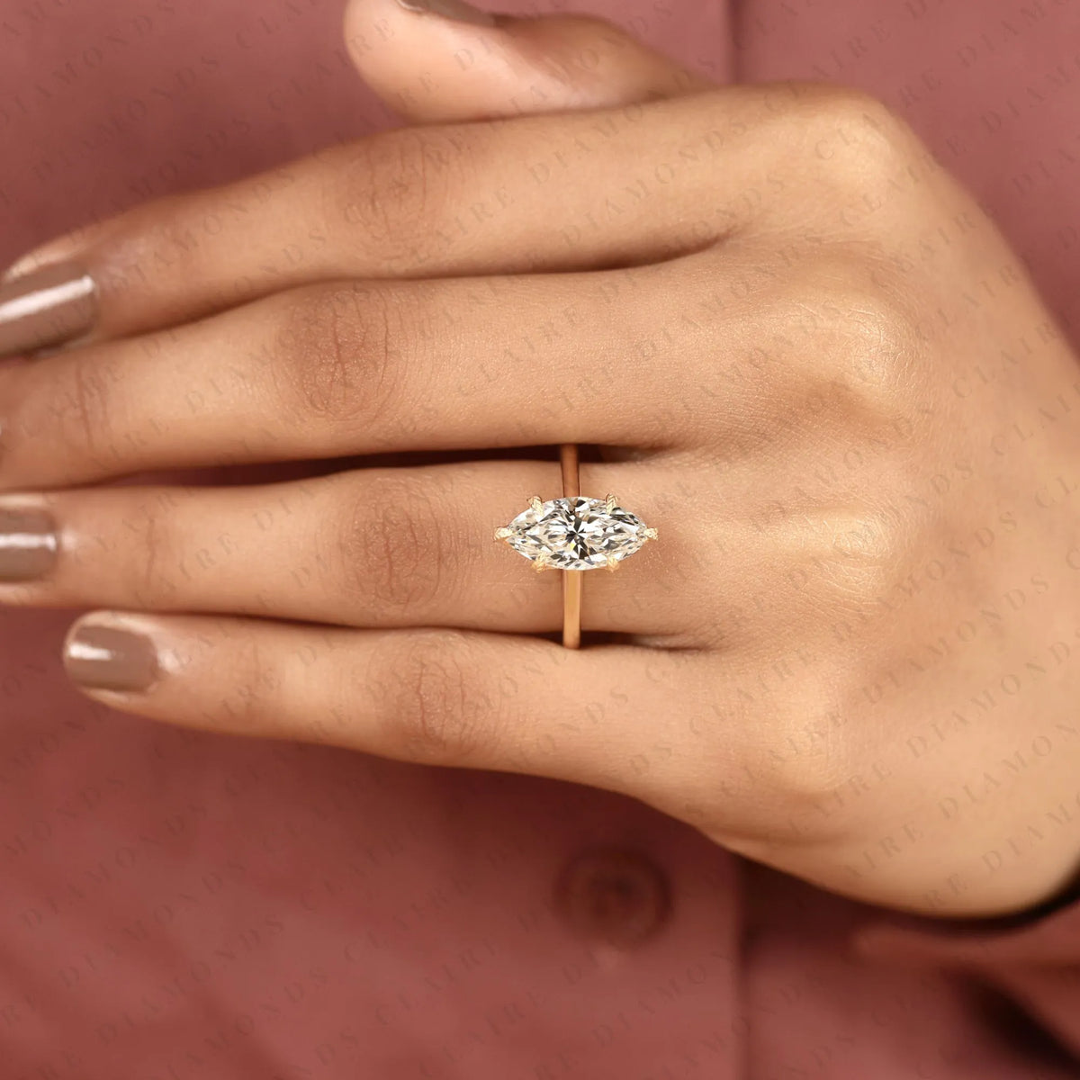 marquise cut moissanite diamond ring elegant tulip set ring solitaire engagement ring for her