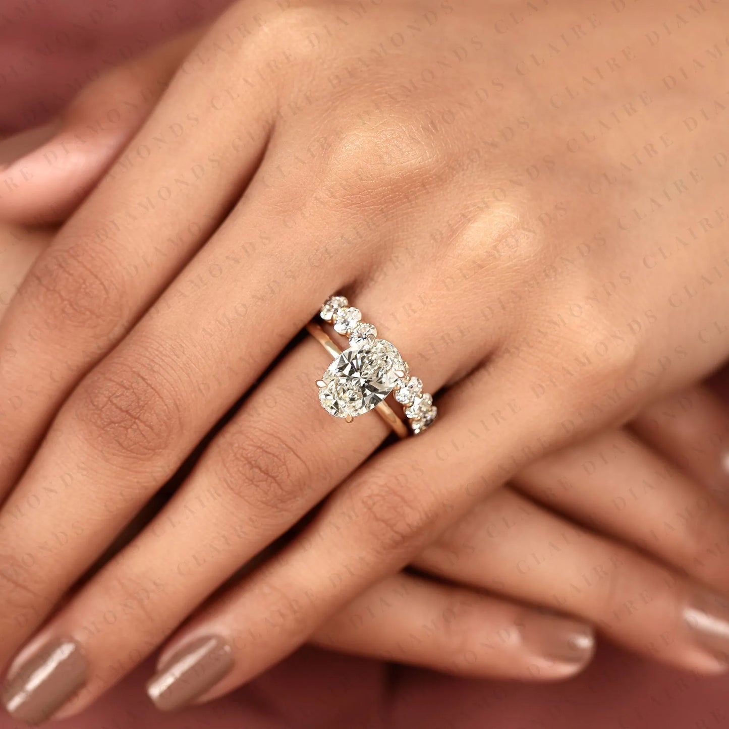 oval cut moissanite diamond engagement ring set oval diamond bridal ring set engagement ring