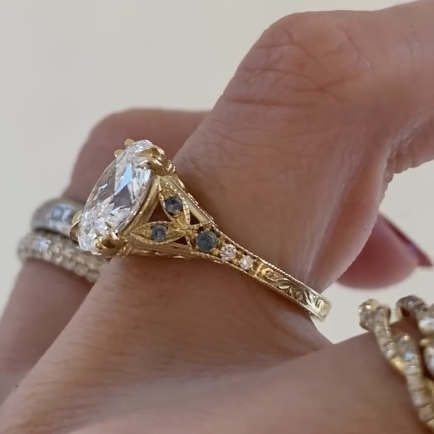 oval art deco moissanite engagement ring vintage gold wedding ring