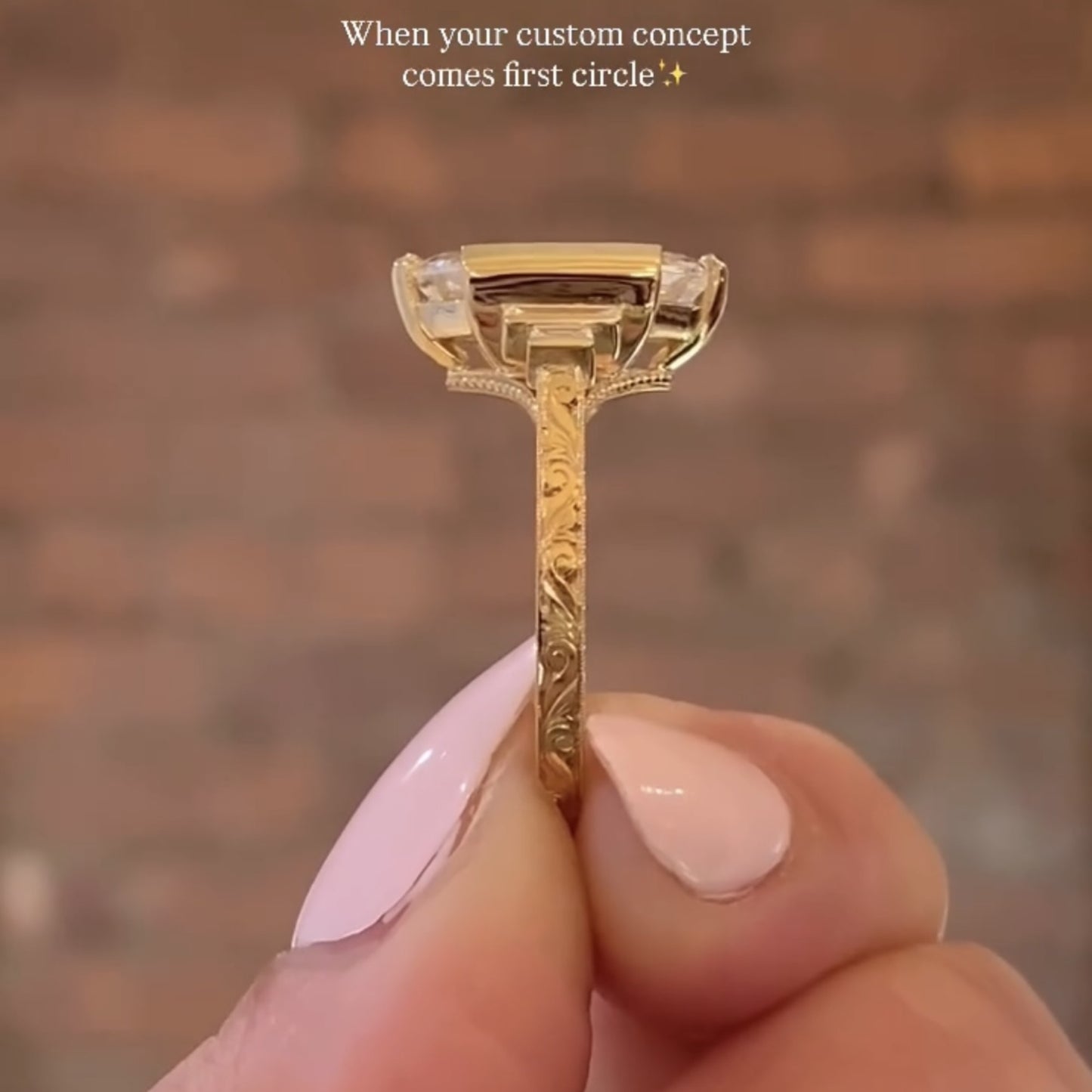 half bezel hexagon lab grown vintage engagement ring art deco gold wedding nature inspired rings anniversary ring