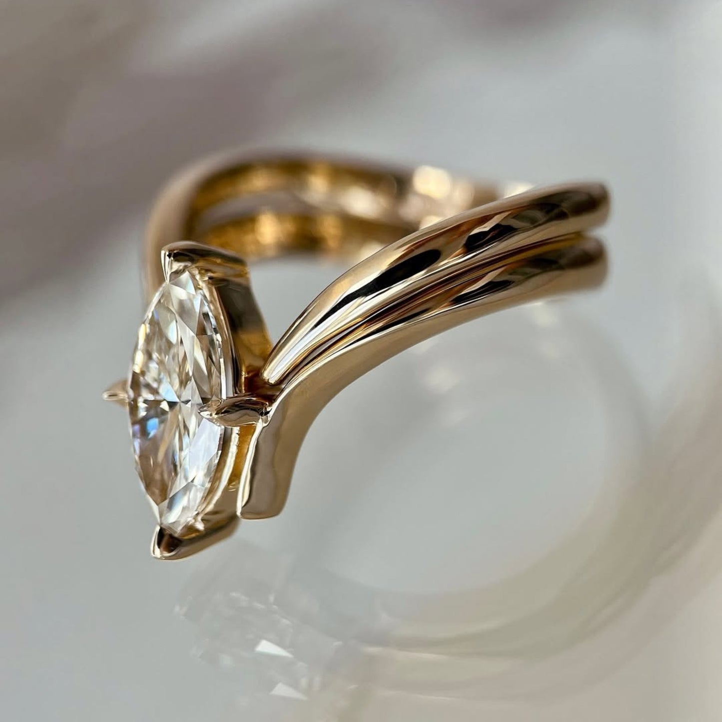 2.00 ct marquise cut moissanite engagement ring set curve band wedding bridal set