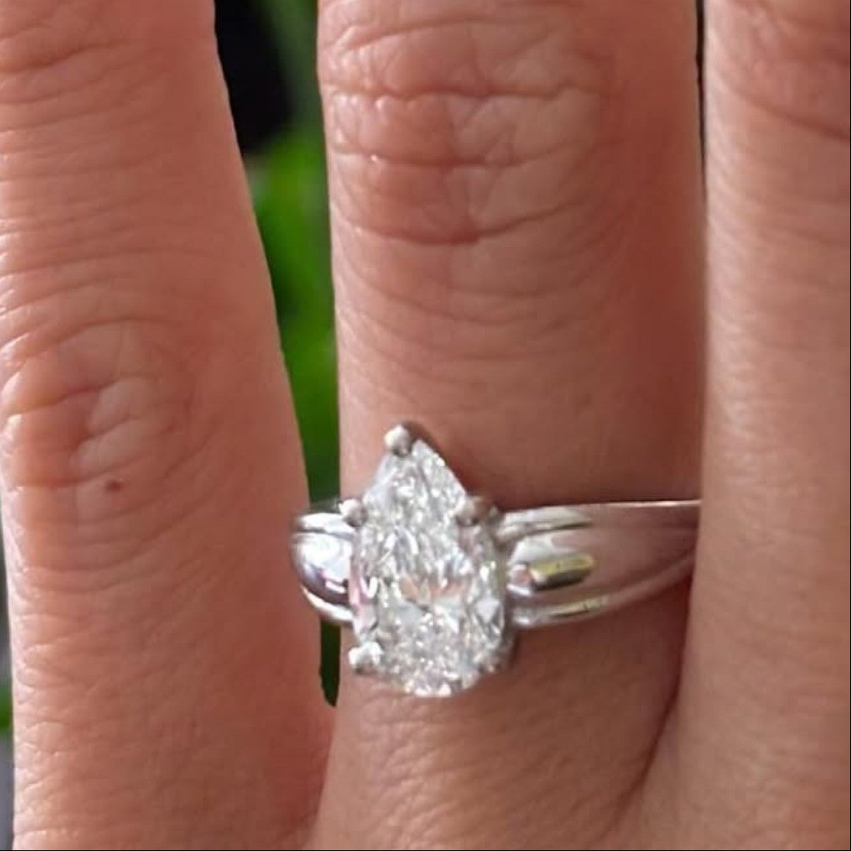 pear cut moissanite engagement ring white gold solitaire wedding ring