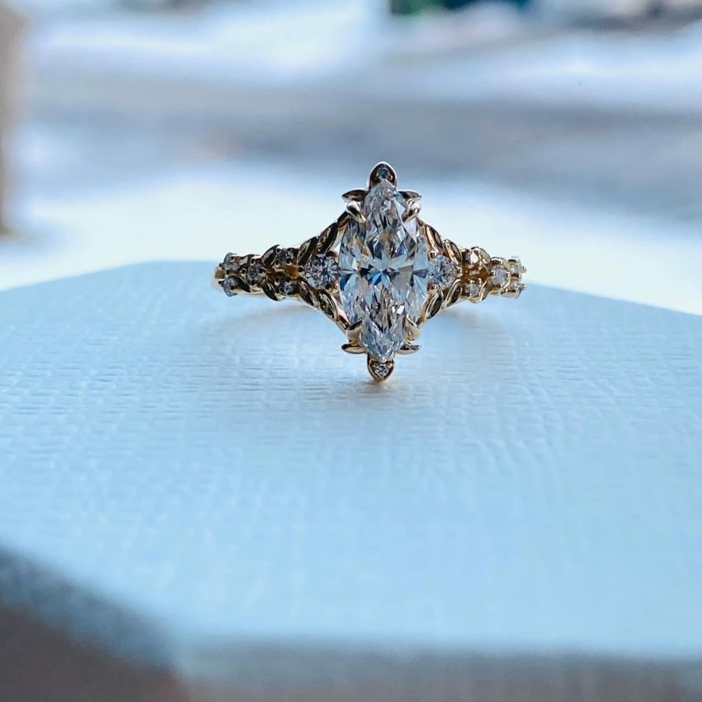 marquise moissanite engagement ring vintage inspired wedding ring