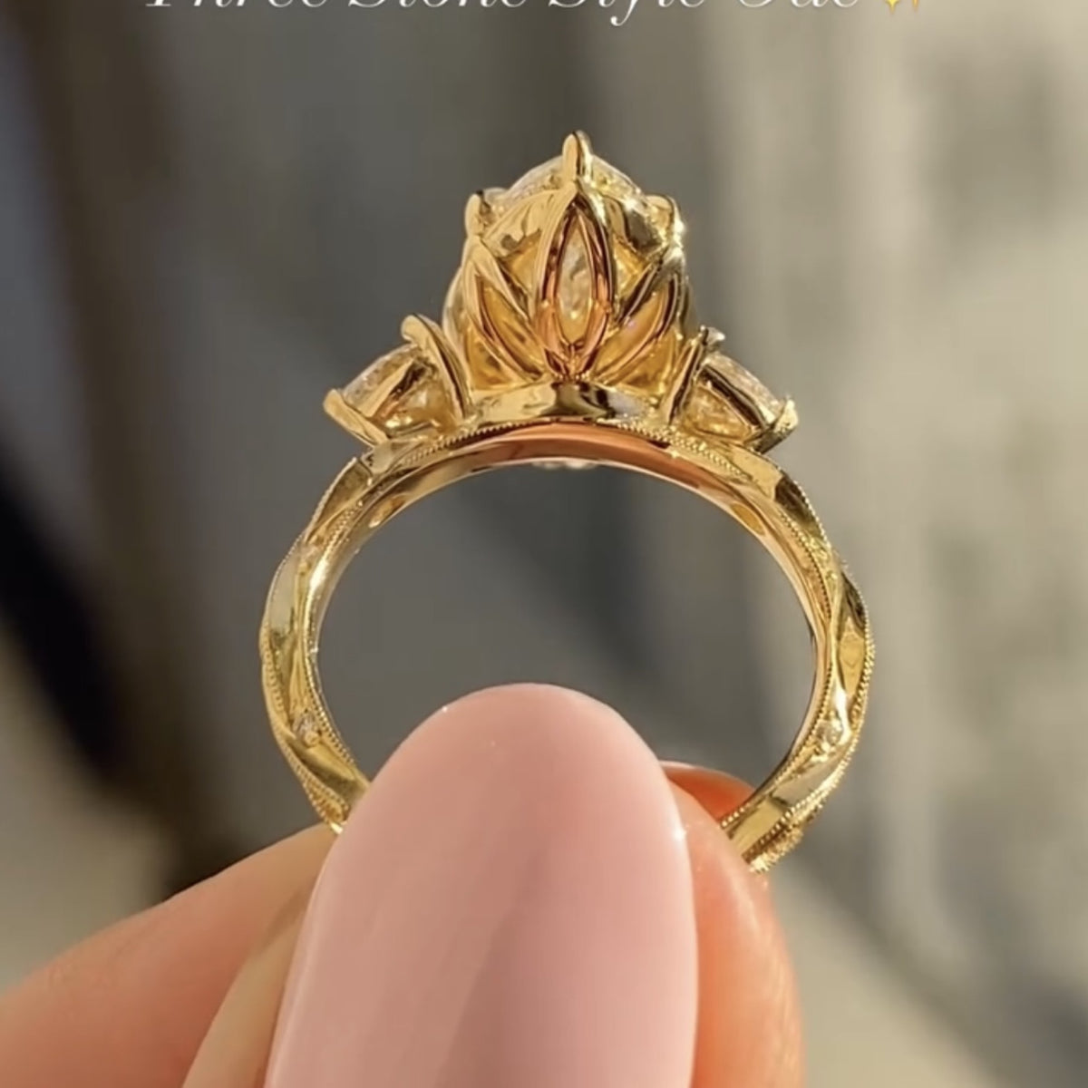 marquise three stone moissanite engagement ring vintage inspired wedding ring