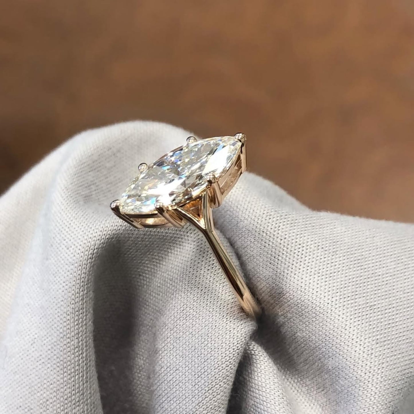 marquise cut moissanite engagement ring split shank ring solid rose gold solitaire ring wedding rings for women anniversary ring (copy)