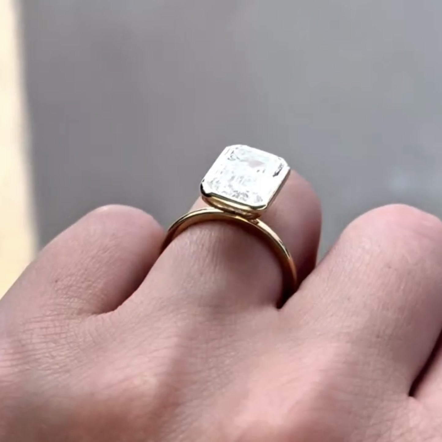 bezel set emerald cut moissanite engagement ring solitaire ring wedding ring anniversary rings for women promise ring