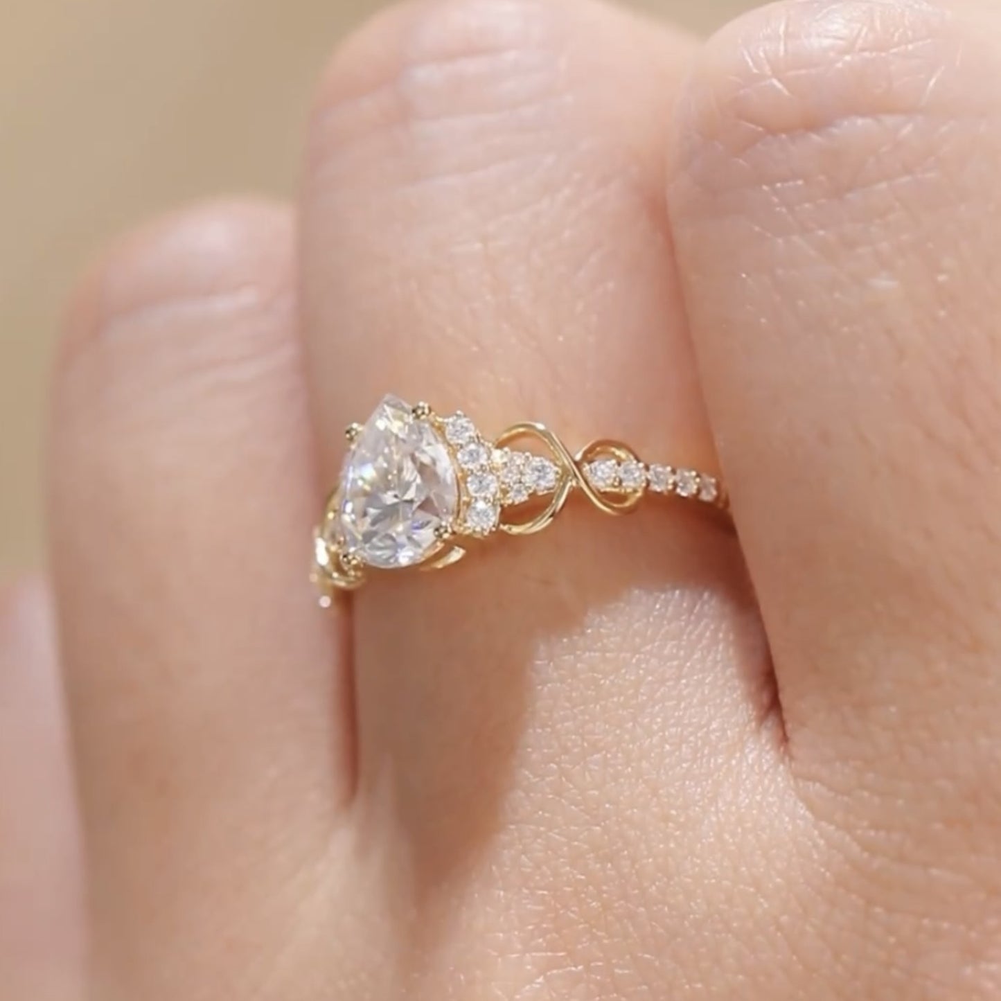 art deco pear moissanite engagement ring gold vintage cluster ring wedding ring for women nature inspired anniversary ring