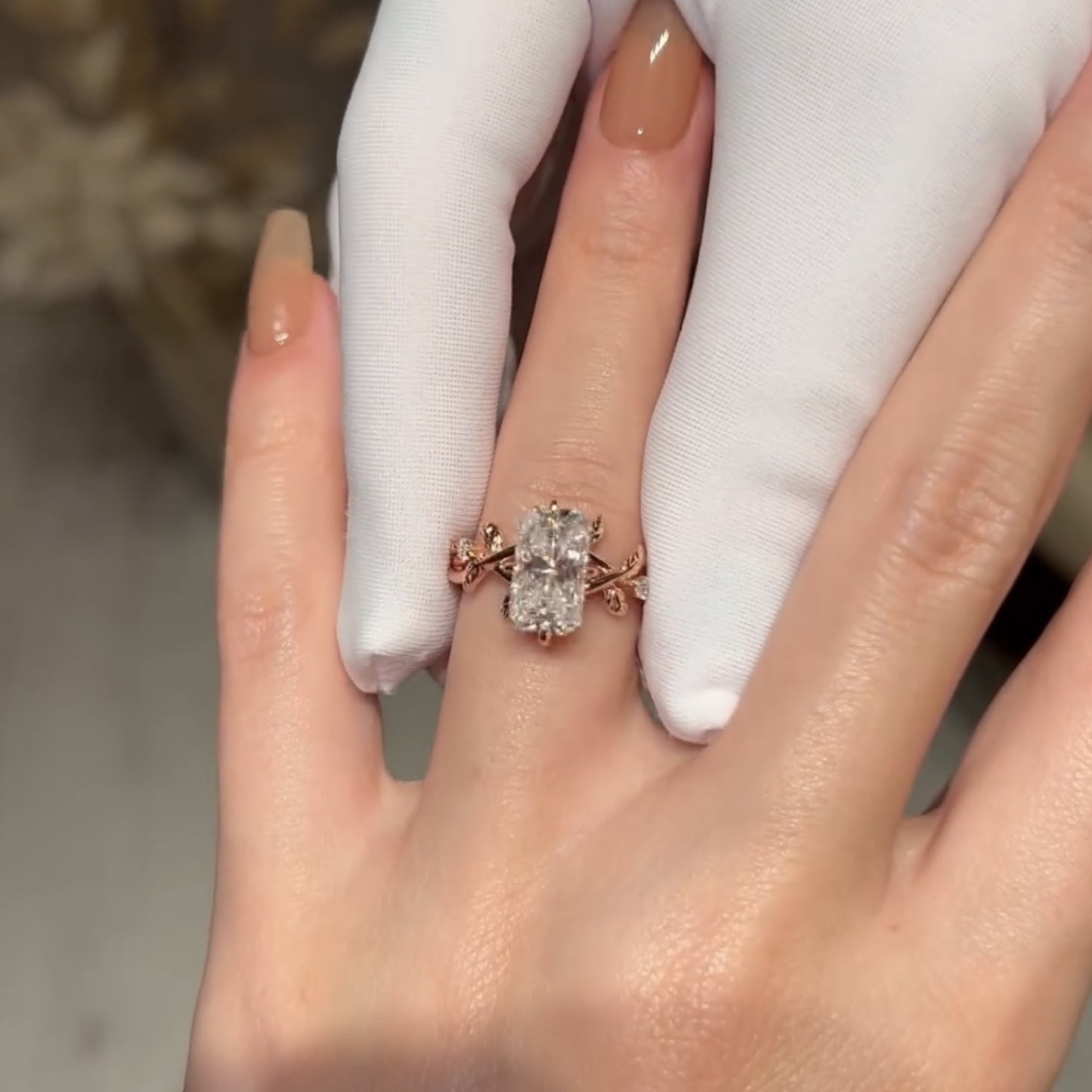 art deco radiant moissanite engagement ring vintage gold wedding ring floral set anniversary rings for women nature inspired ring
