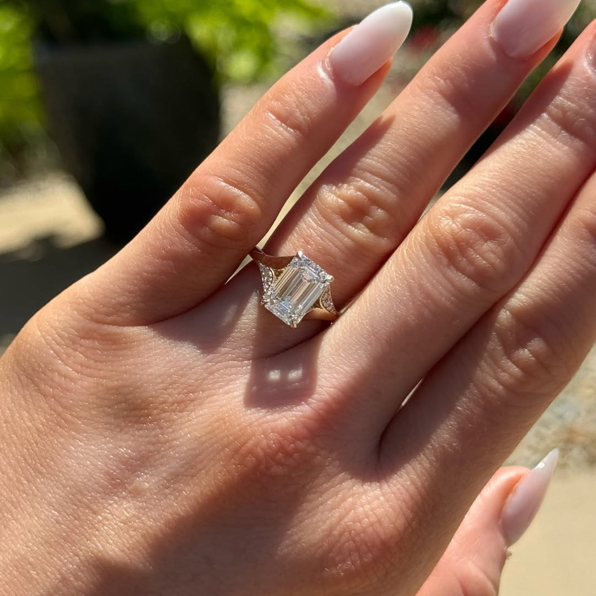 emerald cut moissanite engagement ring split shank hidden halo ring wedding ring anniversary ring for women gift for