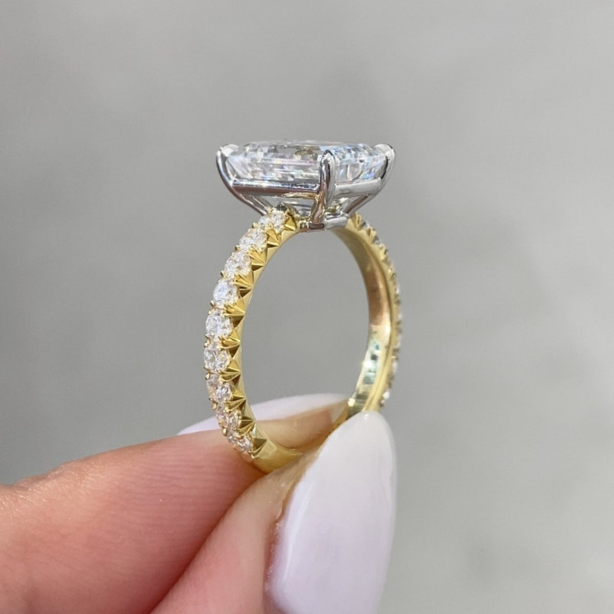 emerald cut moissanite engagement ring set bridal set wedding ring with matching band anniversary ring set promise ring set