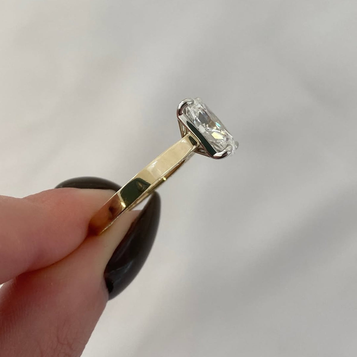 hidden halo elongated cushion cut moissanite engagement ring wedding ring solitaire rings anniversary gift promise ring
