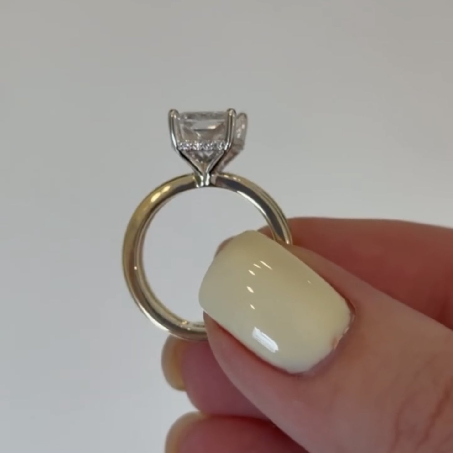 double band radiant cut moissanite engagement ring hidden halo solitaire ring wedding rings for women anniversary ring