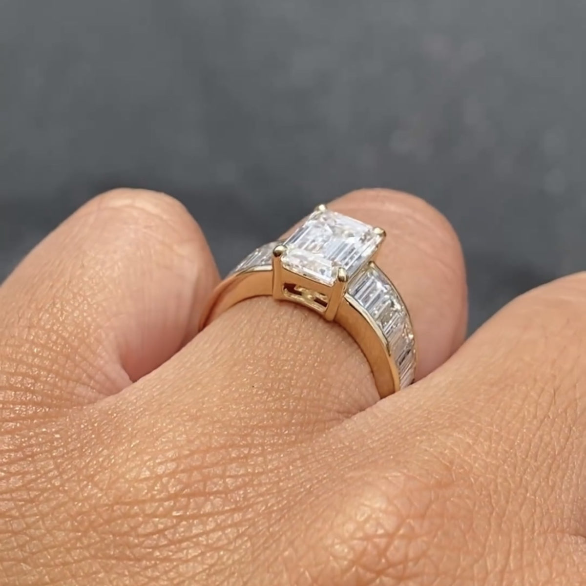 emerald cut moissanite engagement rings wedding ring channel set baguette band ring anniversary ring for women