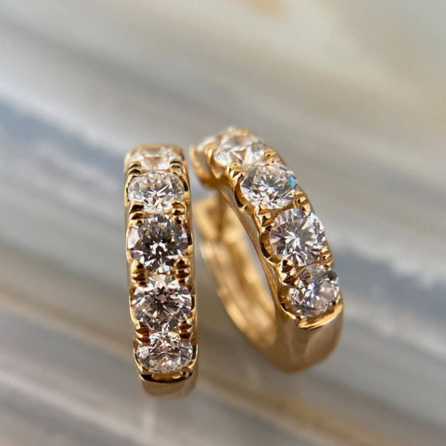 1.50 tcw round cut moissanite diamond huggie hoop earrings in gold minimalist everyday luxury hoop earrings for women