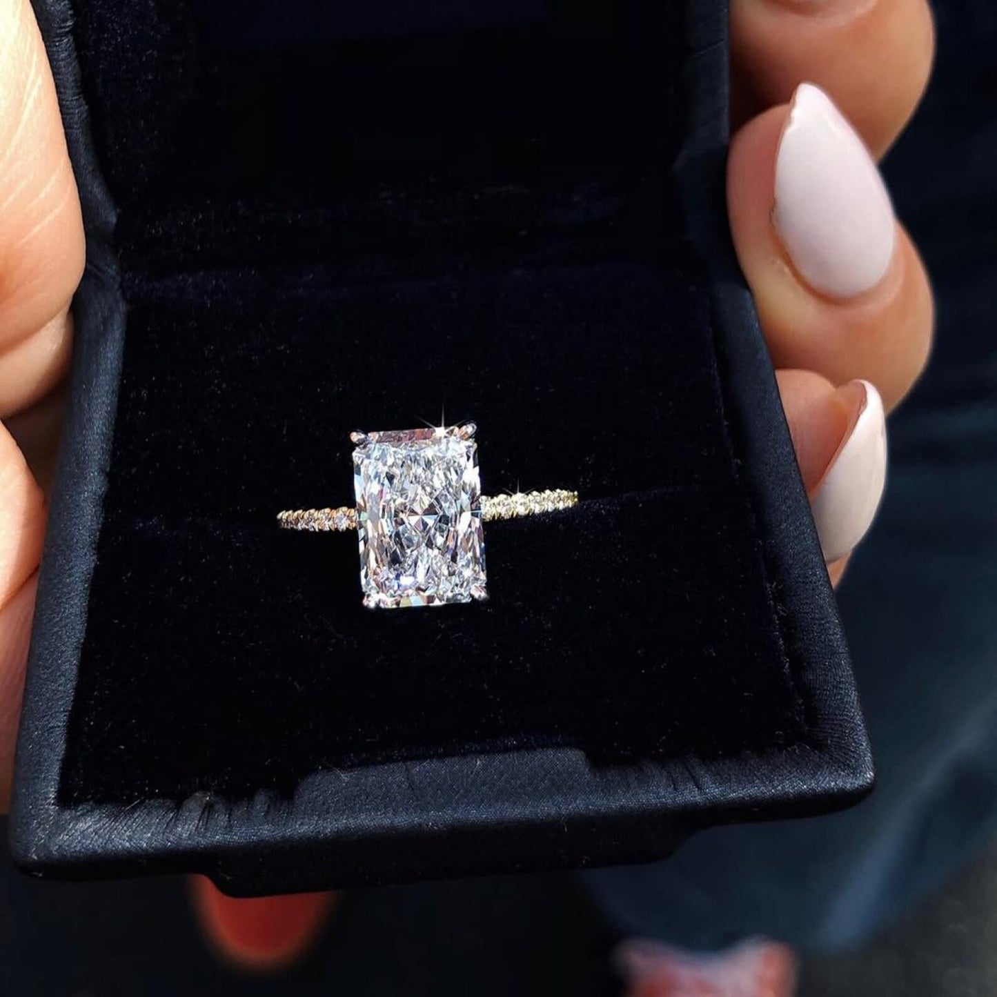 radiant cut moissanite diamond ring radiant engagement ring wedding ring solitaire ring anniversary ring for women