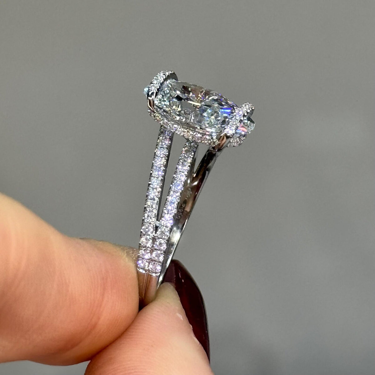 oval cut moissanite engagement ring hidden halo split shank ring wedding ring anniversary rings for women promise ring