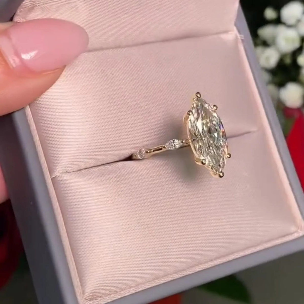marquise cut engagement ring distance pave moissanite ring wedding rings for women solitaire ring anniversary gift for her