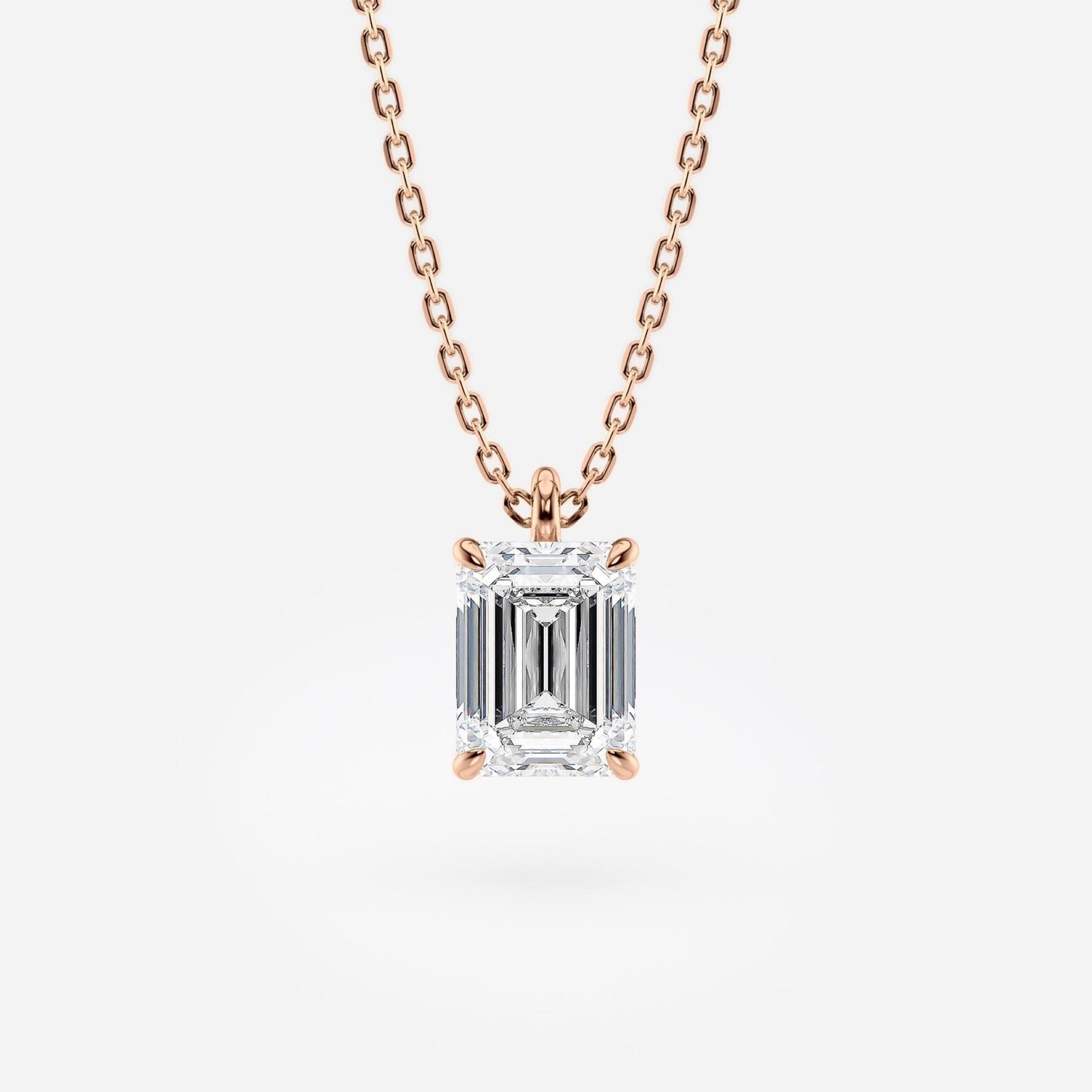 1.00 ct emerald cut moissanite diamond pendant necklace gold solitaire drop, igi certified
