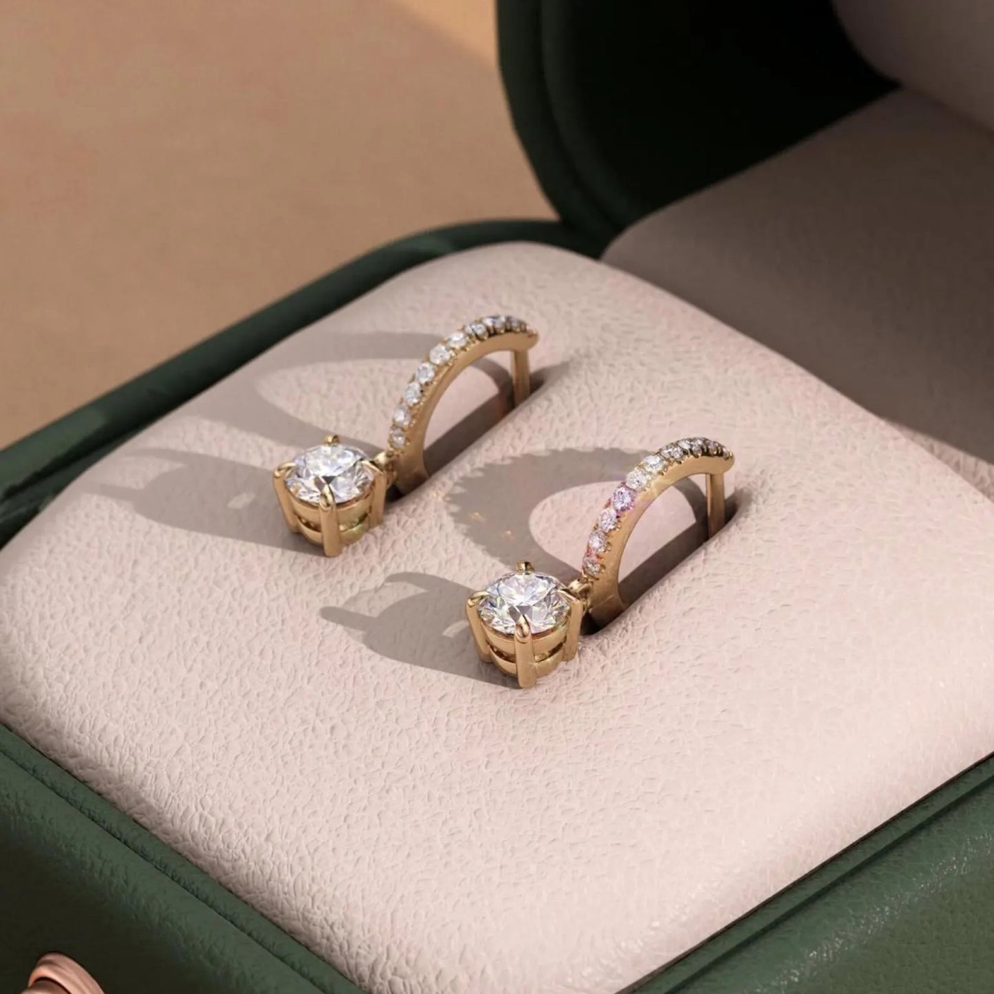1.20 tcw round cut moissanite diamond huggie drop earring