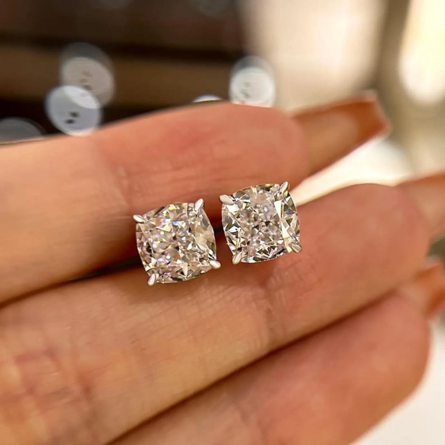 2.00 tcw cushion cut moissanite stud earring classic daily wear jewellery