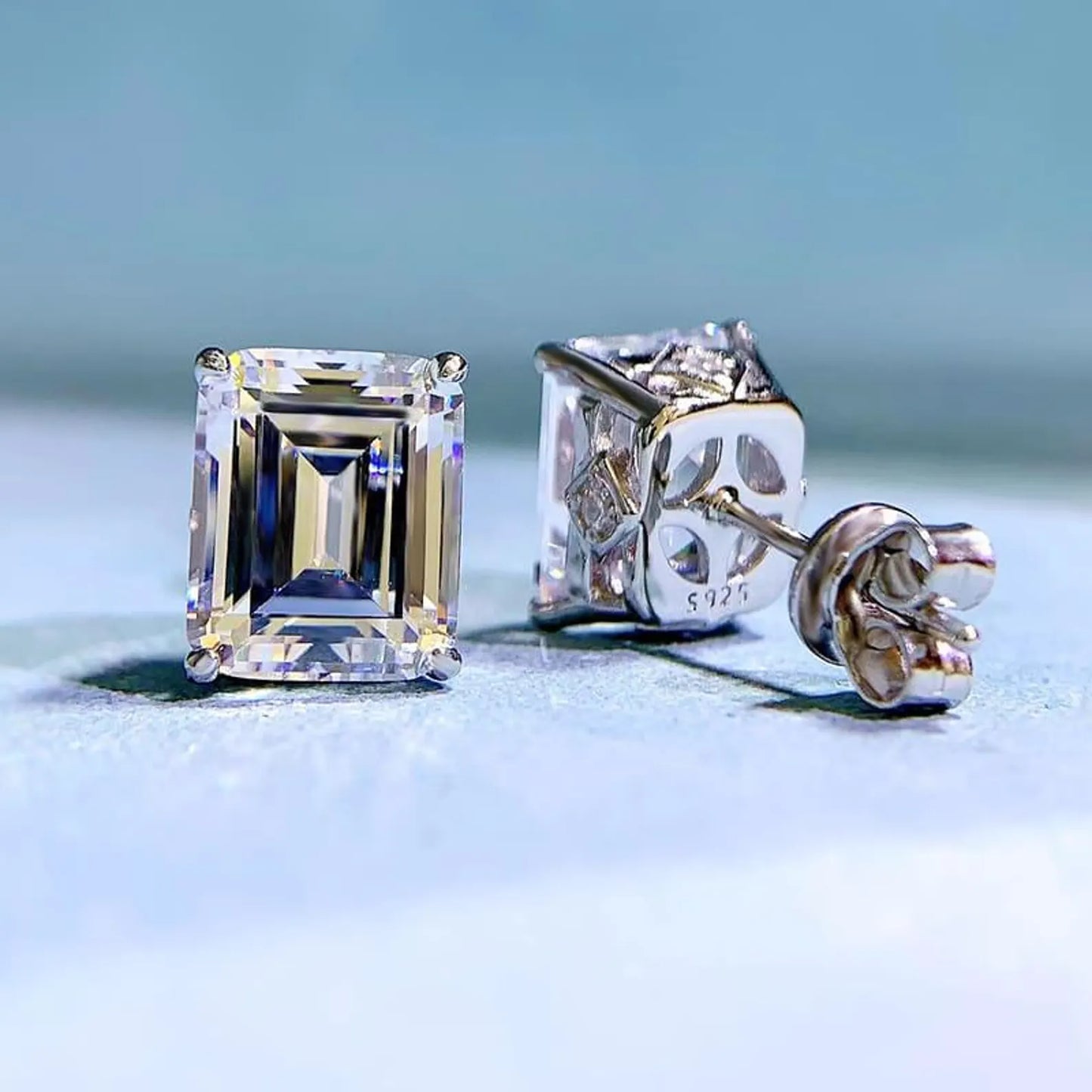 4.00 tcw emerald cut moissanite diamond stud earring for the fine forward