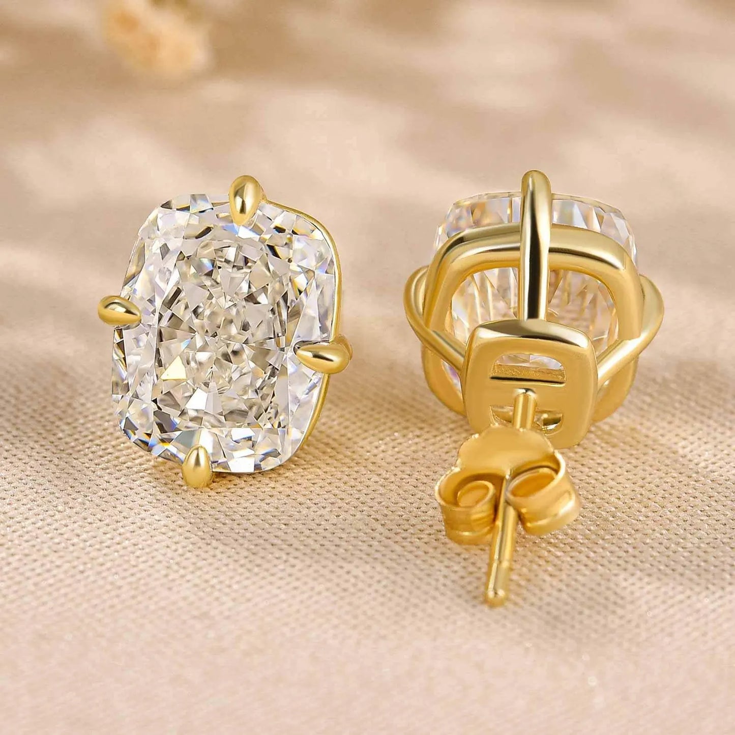 3.00 tcw elongated cushion cut moissanite diamond stud earring modern everyday elegance