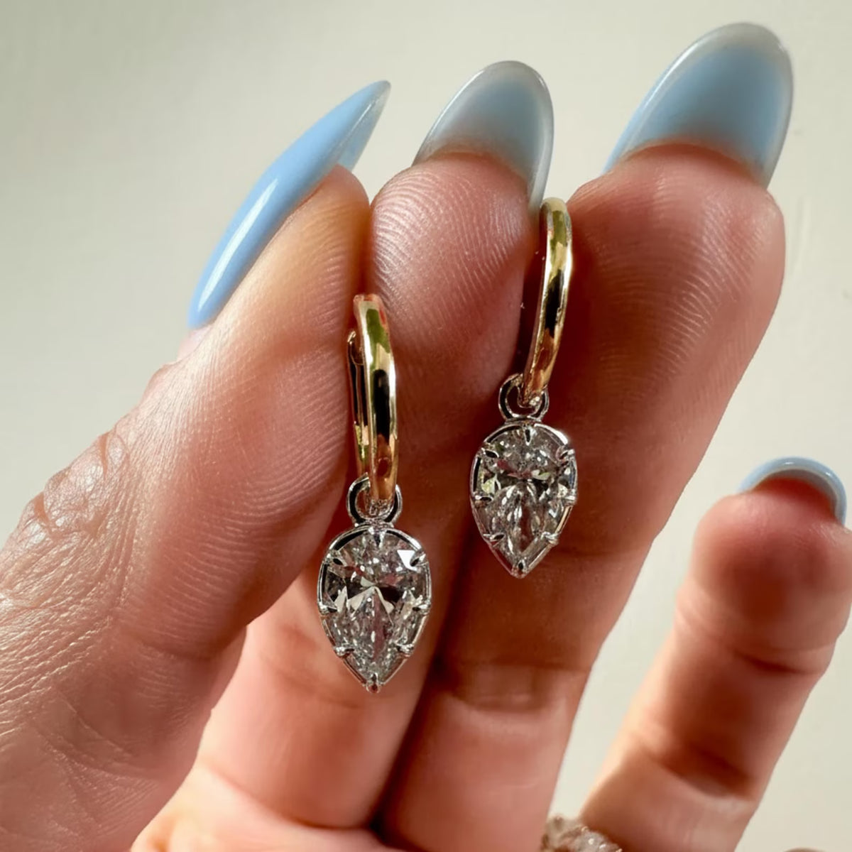 2.00 tcw pear moissanite diamond hoop drop earrings elegant bridal jewelry
