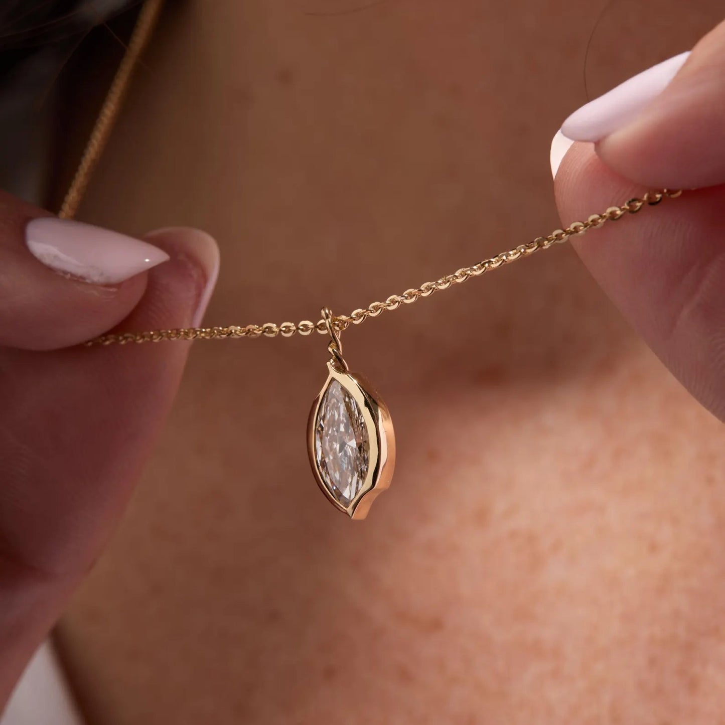 1.50 ct marquise cut moissanite diamond necklace, gold solitaire pendant jewelry