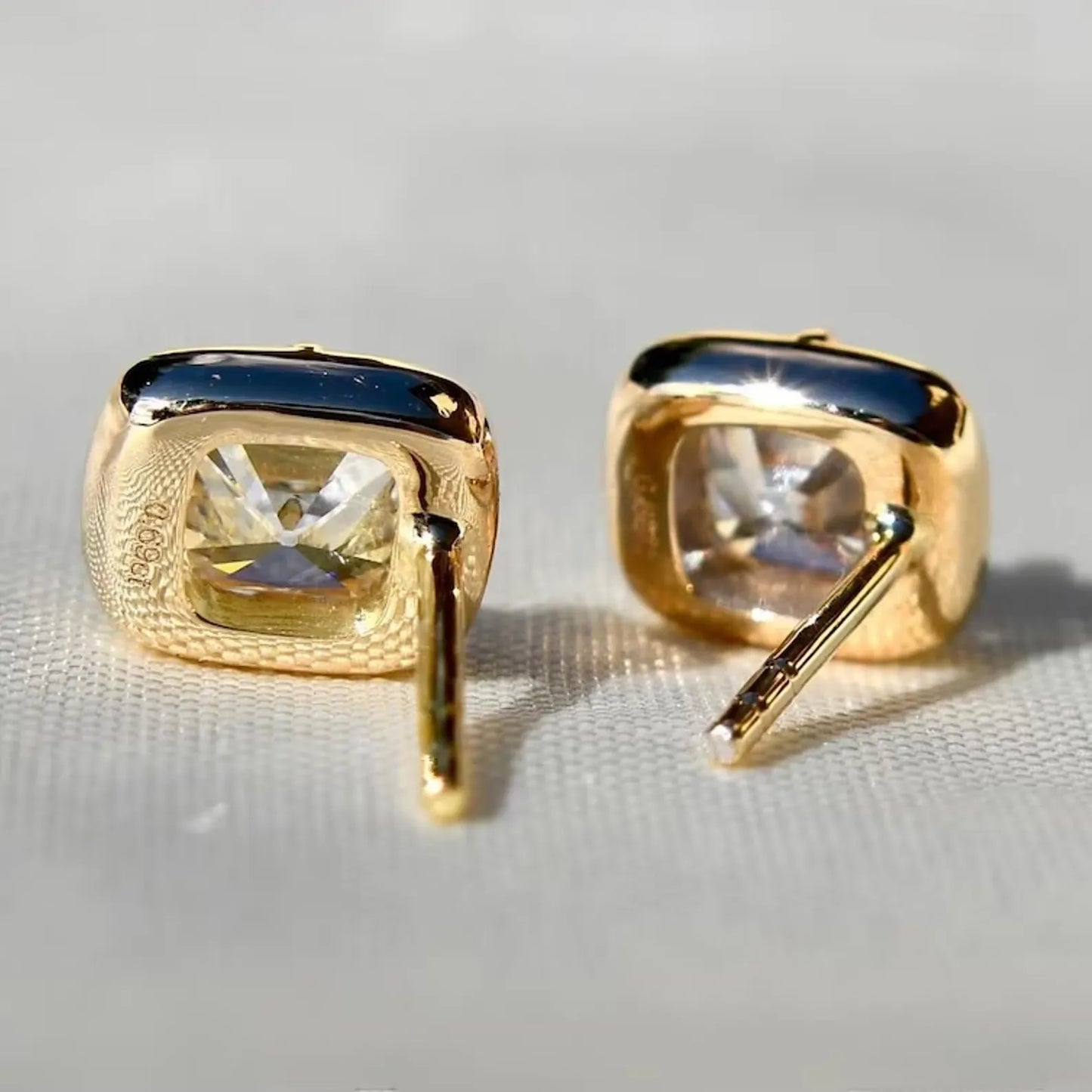 2.00 tcw cushion cut moissanite diamond stud earring bezel set jewellery