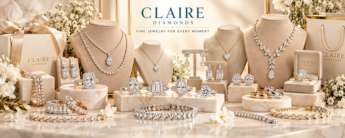 Claire Diamonds fine jewelry collection - lab grown diamond rings, necklaces, earrings and tennis bracelets