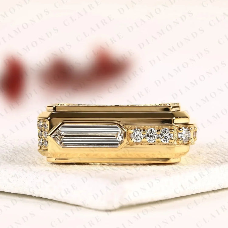 Men's lab grown diamond and moissanite rings