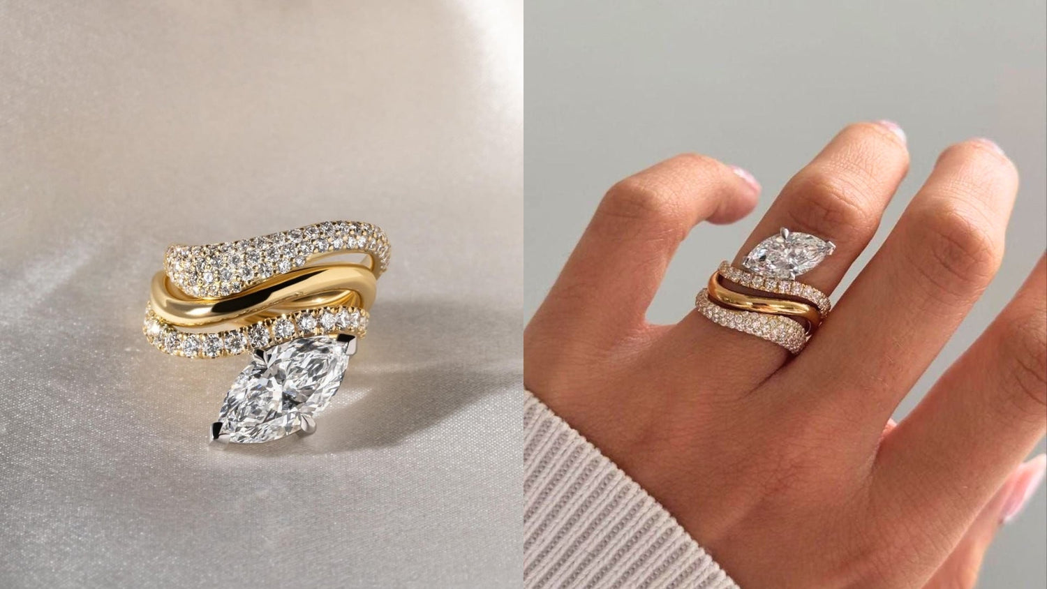 Bridal Ring Set - Moissanite Diamonds - Engagement Rings