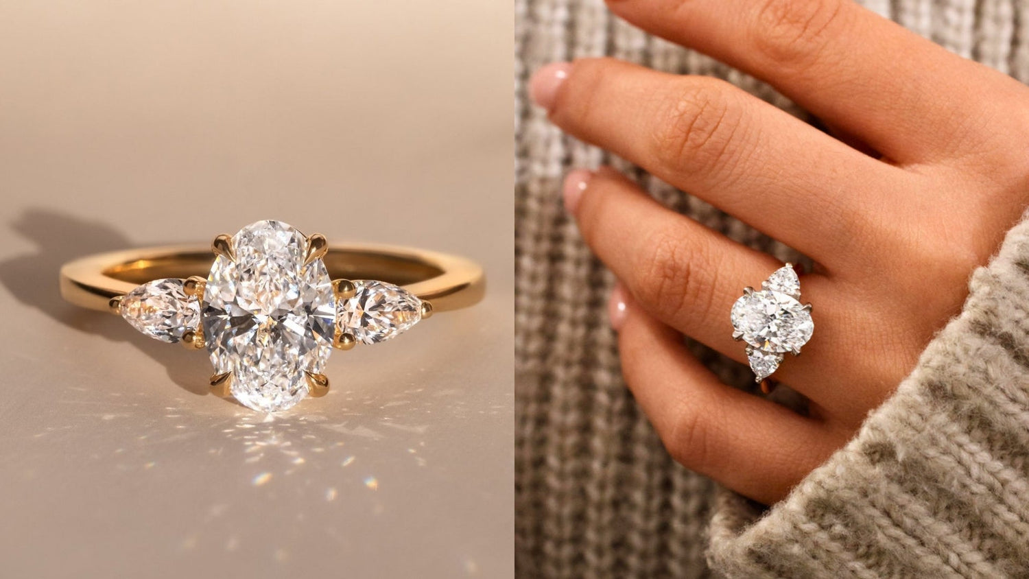 Three Stone Rings - Moissanite Diamonds - Engagement Rings