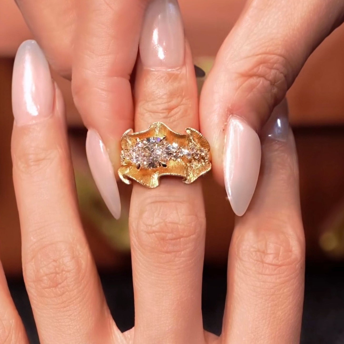 luxury round cut lab grown diamond statement cocktail ring pavé design