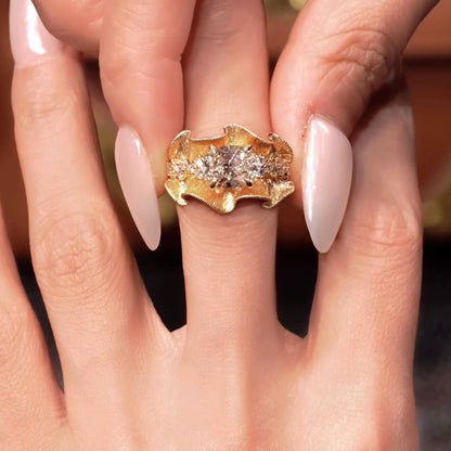 Luxury Round Cut Lab Grown Diamond Statement Cocktail Ring Pavé Design