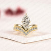 Marquise Cut Lab Grown Diamond Chevron Bridal Ring Set in Gold, Curved Band, Yellow Gold Ring, Engagement Ring for Women