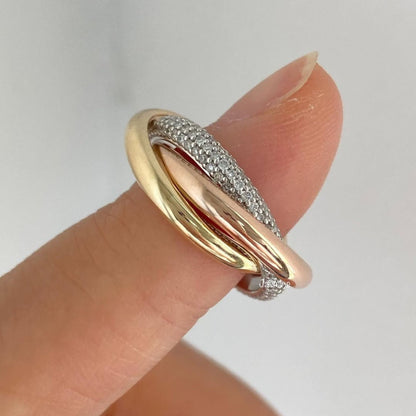 1.40 TCW Elegant Criss-Cross Pavé Moissanite Diamond Ring in DualTone Gold Minimal Luxury Band