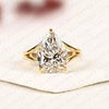 Pear Cut Solitaire Lab Grown Diamond Engagement Ring Open Split Shank Promise Ring Minimalist Bridal Ring for Women