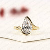 Pear Shape Lab Grown Diamond Hidden Halo Solitaire Ring with Contemporary Twist Setting