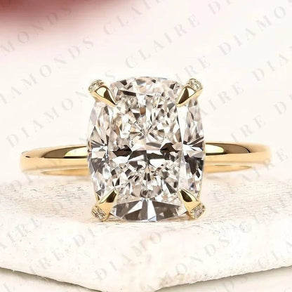Elongated Cushion Cut Lab Grown Diamond Solitaire Engagement Ring Classic Gold Wedding Ring Minimalist Bridal Ring IGI Certified Anniversary Gift for Women