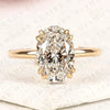 Personalized Custom Initial Oval Lab Grown Diamond Ring with Hidden Halo Setting