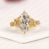 Marquise Cut Lab Grown Diamond Engagement Ring, Floral Leaf Vine Gold Ring, Nature Inspired Bridal Ring, Unique Vintage Wedding Jewelry