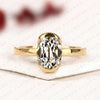 Old Mine Elongated Cushion Cut Lab Grown Diamond Bezel Ring | Sculpted Gold Minimalist Engagement Ring | Modern Geometric Bridal Jewelry