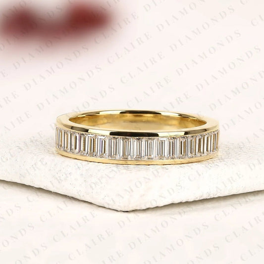 1.35 TCW Baguette Cut Lab Grown Diamond Eternity Wedding Band Minimalist Stackable Anniversary Ring for Women