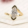 Elegant Marquise Cut Lab Grown Diamond Bypass Engagement Ring Modern Solitaire Bezel Set Ring