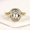 Elongated Cushion Cut Lab Grown Diamond Engagement Ring Old Mine Cut Bezel Set Bridal Ring Wedding Set for Women